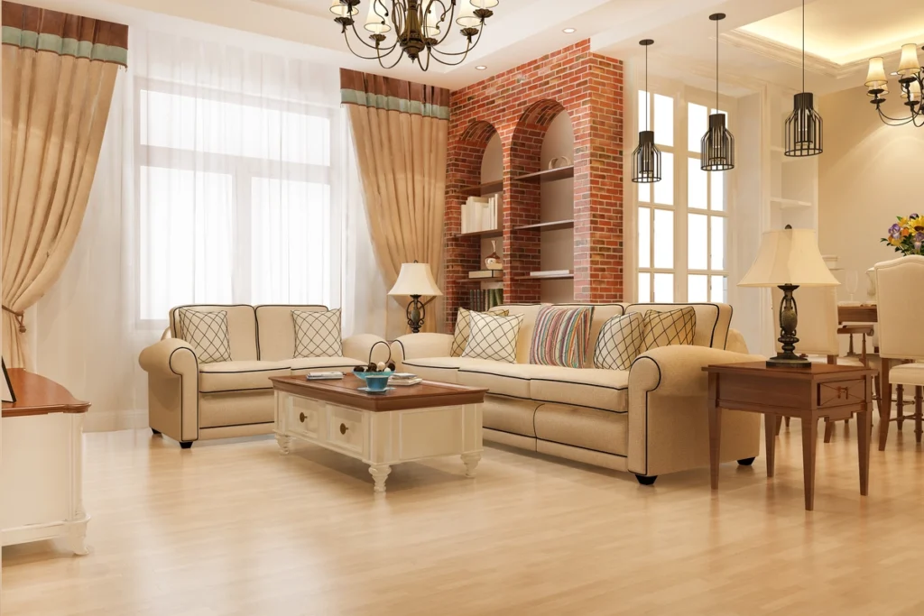 3d rendering modern dining room and living room