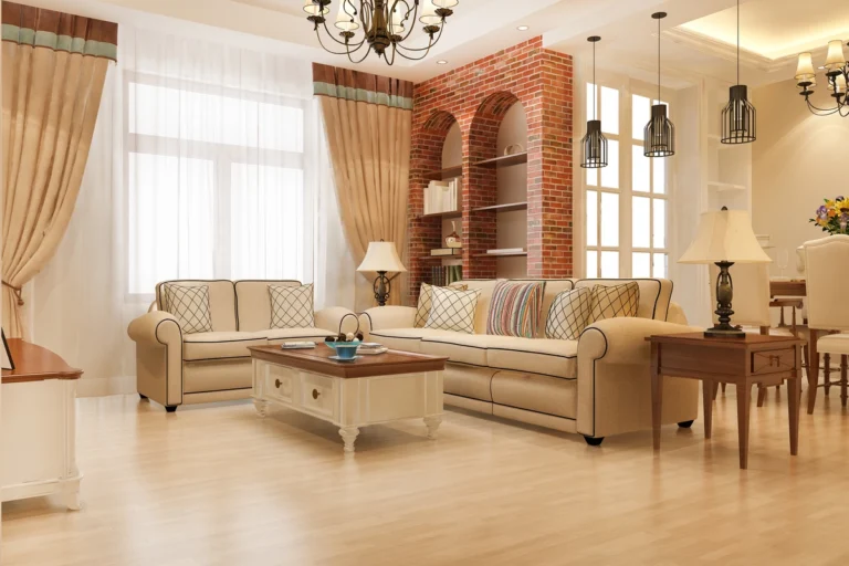 3d rendering modern dining room and living room